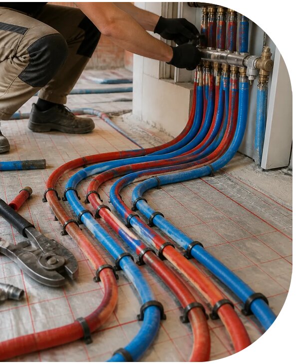 Монтаж отопления из сшитого полиэтилена для домов в Полевской